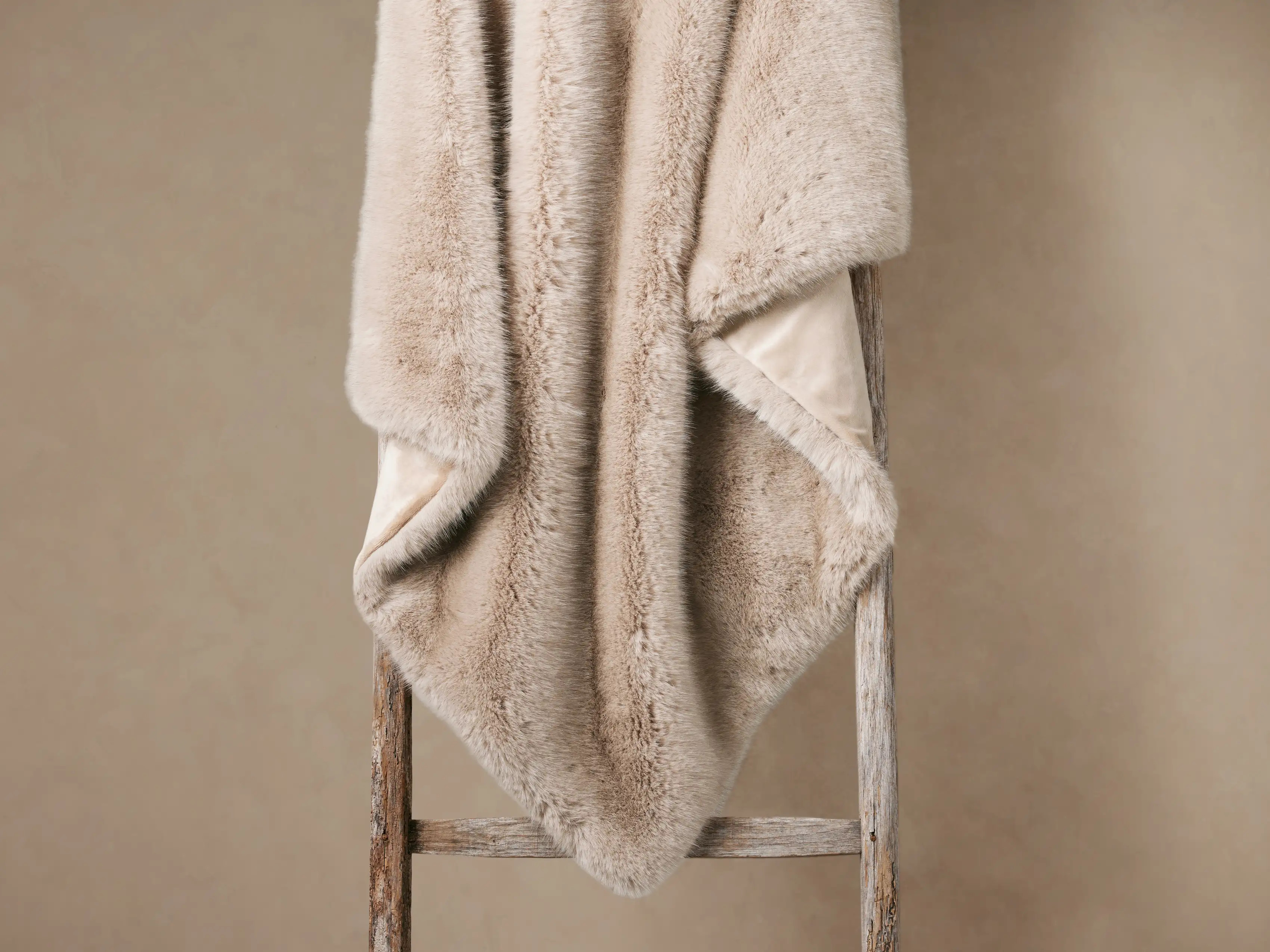 Fairbanks Faux Fur Throw in Dune | Arhaus