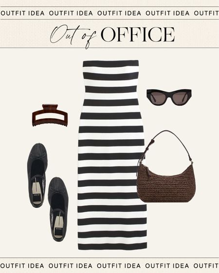 Out of office look 🖤 striped dress, mesh flats, sunglasses 

#LTKstyletip #LTKfindsunder50 #LTKfindsunder100