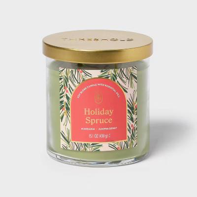 2-Wick Lidded Glass Holiday Spruce Jar Candle 15.1oz - Threshold™ | Target