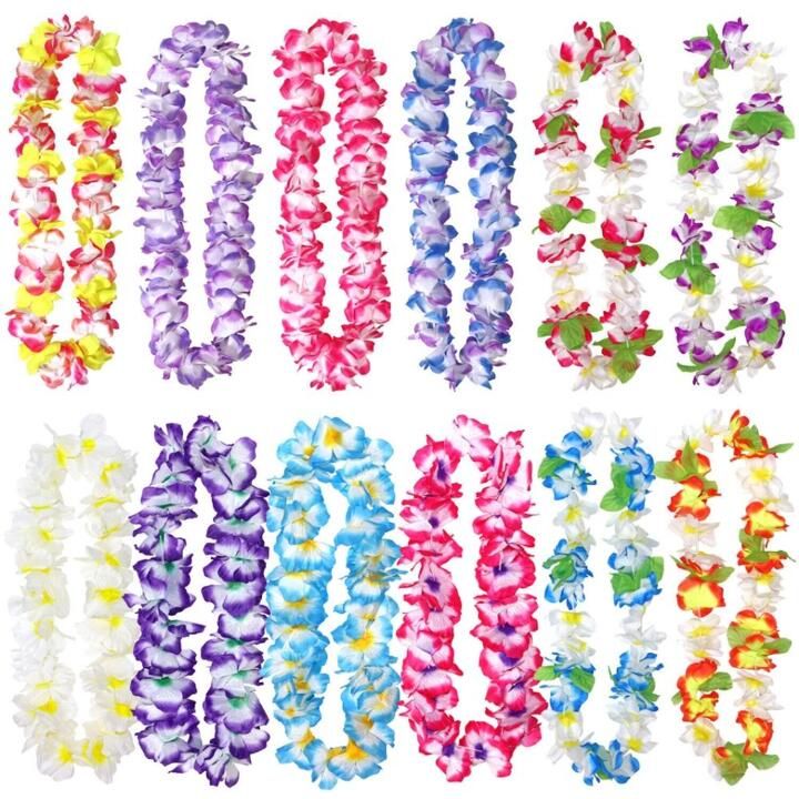 12 Pack Thickened Hawaiian Leis Floral Necklace for Hula Dance Luau Party Favors | SHEIN