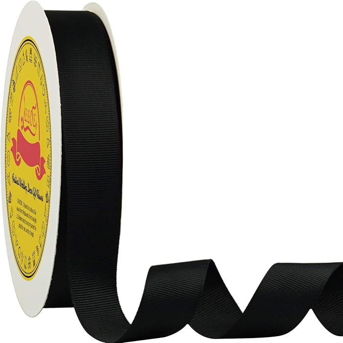 Black Grosgrain Ribbon 1 inch X 50 Yards Black Ribbon for Gift Package Wrapping Wreath Baby Shower and Other Projects | Amazon (US)