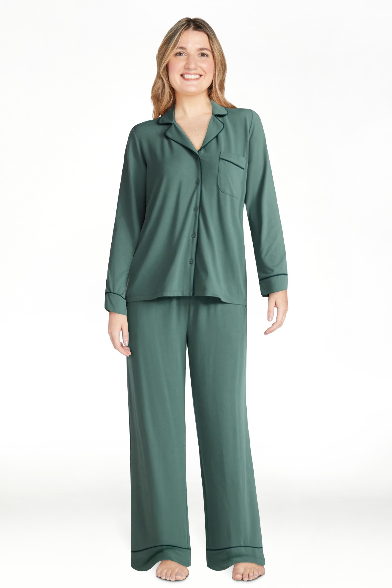 Joyspun Women’s Dreamy Soft Collection Long Sleeve Top and Pants Pajama Set, Sizes XS-4X | Walmart (US)