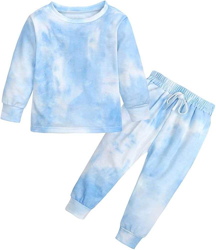 MYGBCPJS 2Pcs Kids Girls Tie Dye Sweatsuit Child Cotton Long Sleeve Outfits Set Sport Tracksuit T... | Amazon (US)