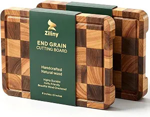 2 Pcs Small Cutting Board Set 8 x 6 Inch Mini Checkered Cutting Wooden Board with Juice Groove fo... | Amazon (US)