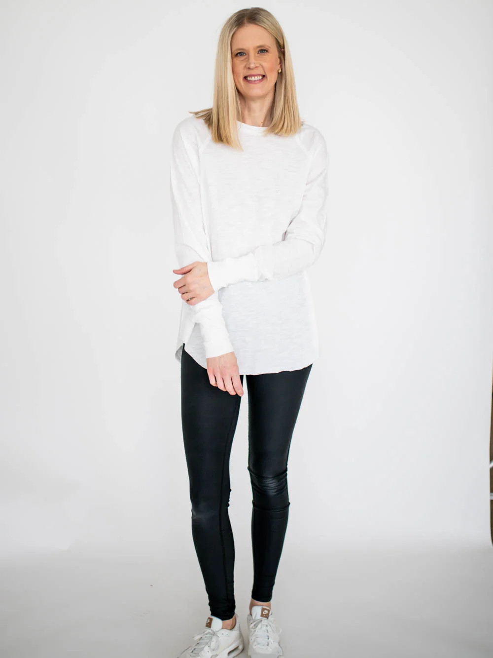 Malley Long Sleeve Tall Tee - White | Amalli Talli