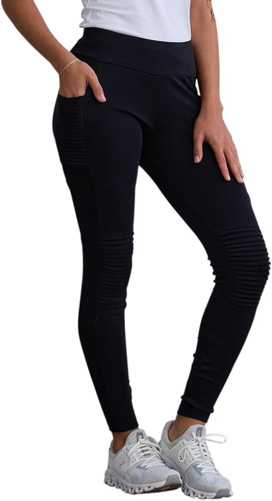 Fair Indigo Women's Organic 100% Cotton Seamed Leggings | Amazon (US)