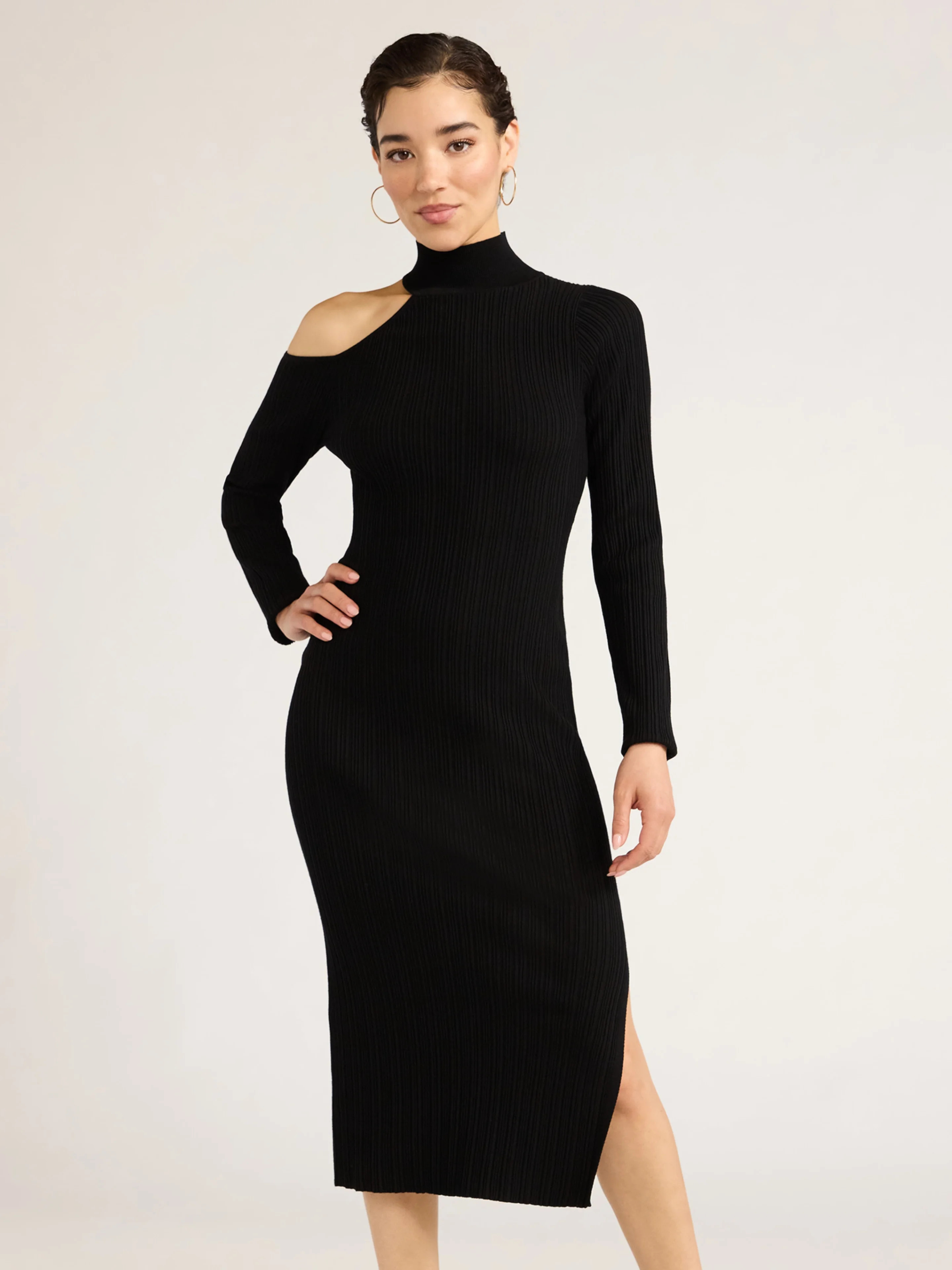 Sofia Jeans Women's Turtleneck Cutout Shoulder Sweater Dress, Sizes XS-XXL | Walmart (US)