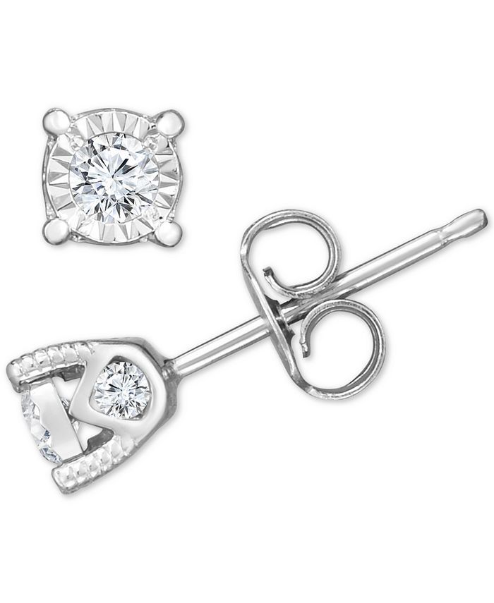 TruMiracle Diamond Stud Earrings (3/8 ct. t.w.) in 14k White, Yellow, or Rose Gold & Reviews - Ea... | Macys (US)