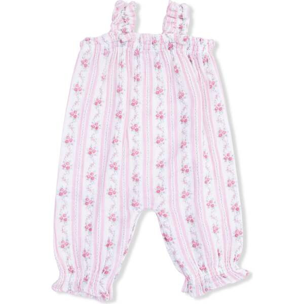 Winding Roses Stripe, Ruffly Strap Overall | Maisonette