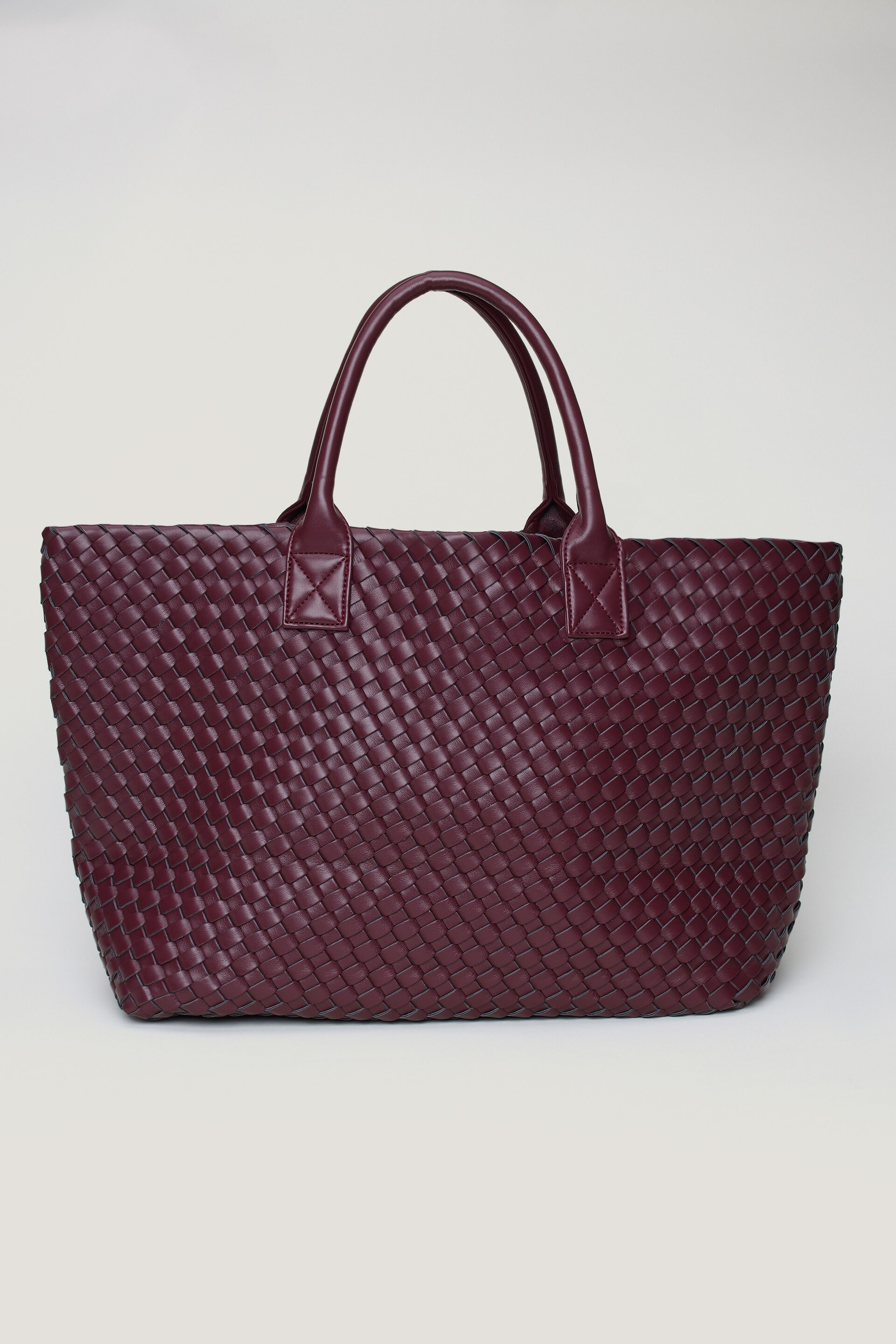 Oversized Woven Faux Leather Tote | Dynamite Clothing