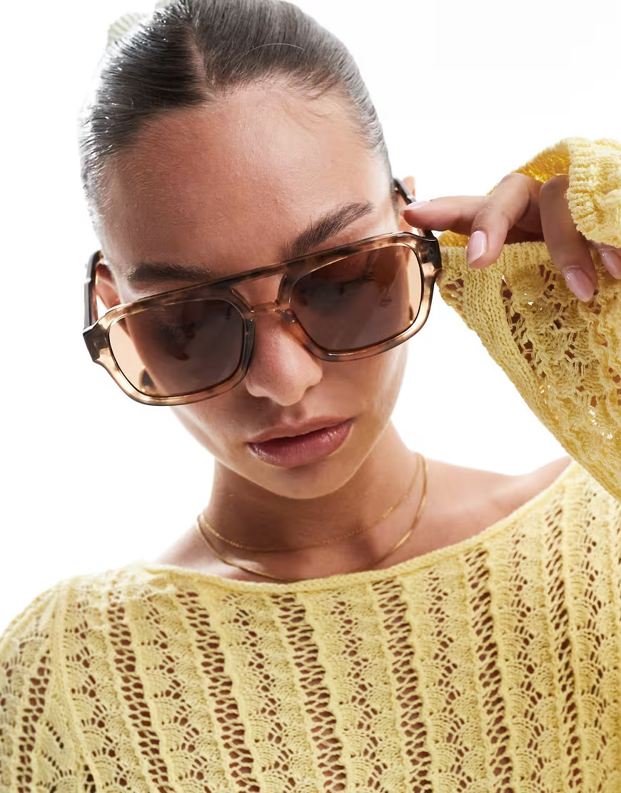 A.Kjaerbede Kaya aviator sunglasses in light tortoise-Brown | ASOS (Global)