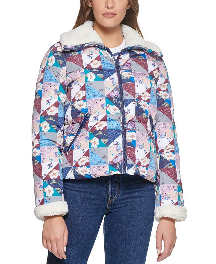 Levi's Women's Sherpa Trimmed Puffer Coat, Created for Macy's & Reviews - Coats & Jackets - Women... | Macys (US)