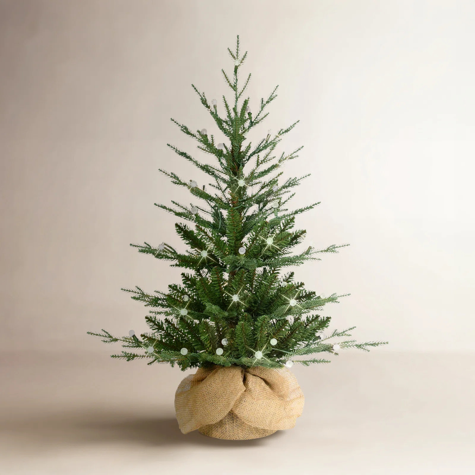 3' Pre-Lit Artificial Christmas Tree in Burlap Sac Base | Wayfair North America