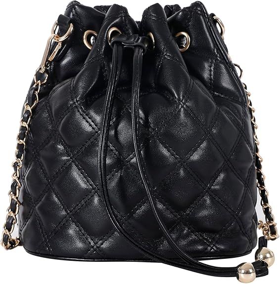 Dolce Na Womens Mini Bucket Bag Leather Drawstring Purse Tassel Crossbody Shoulder Bag | Amazon (US)