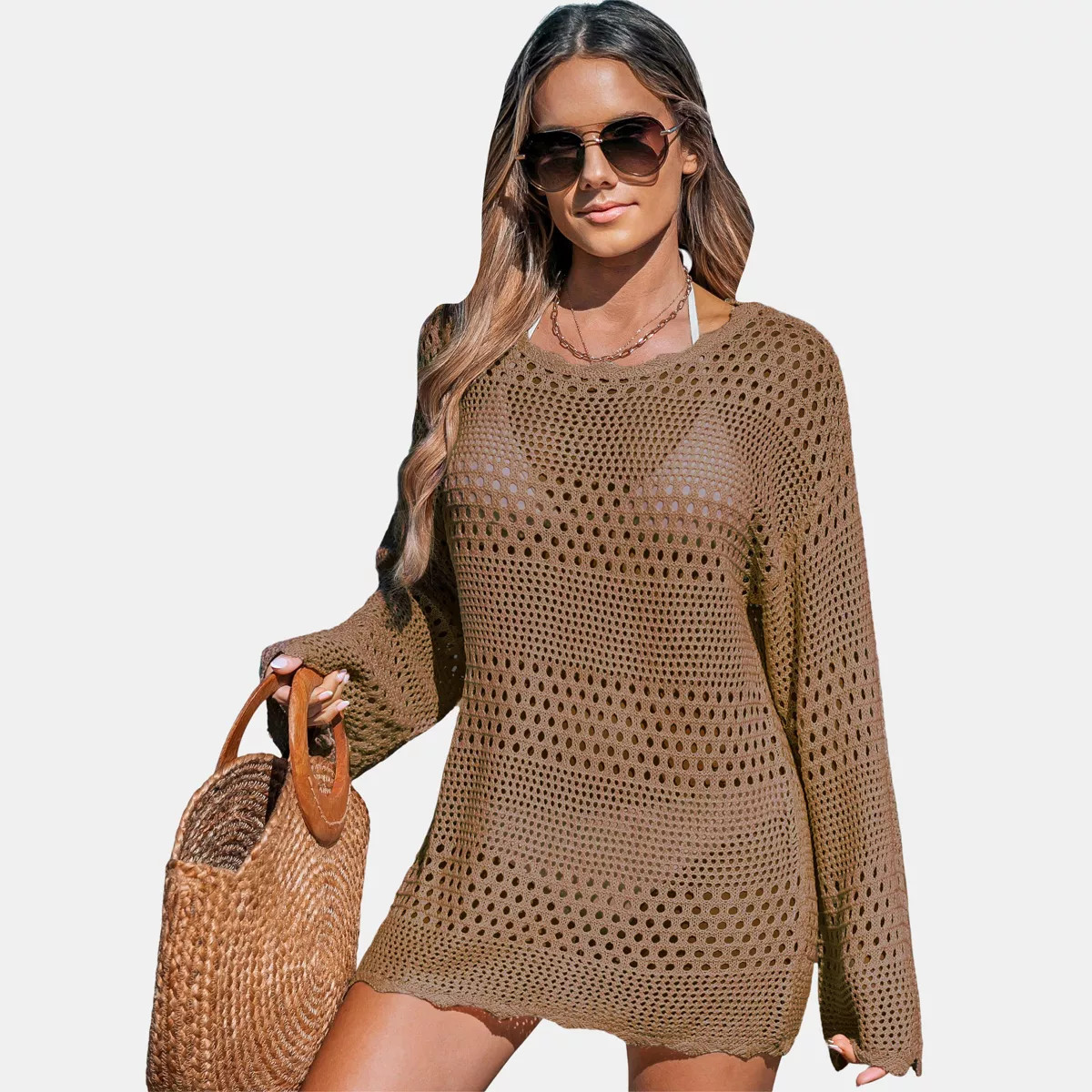 Women's Seaside Whispers Crocheted Cover-Up Dress - Cupshe | Target