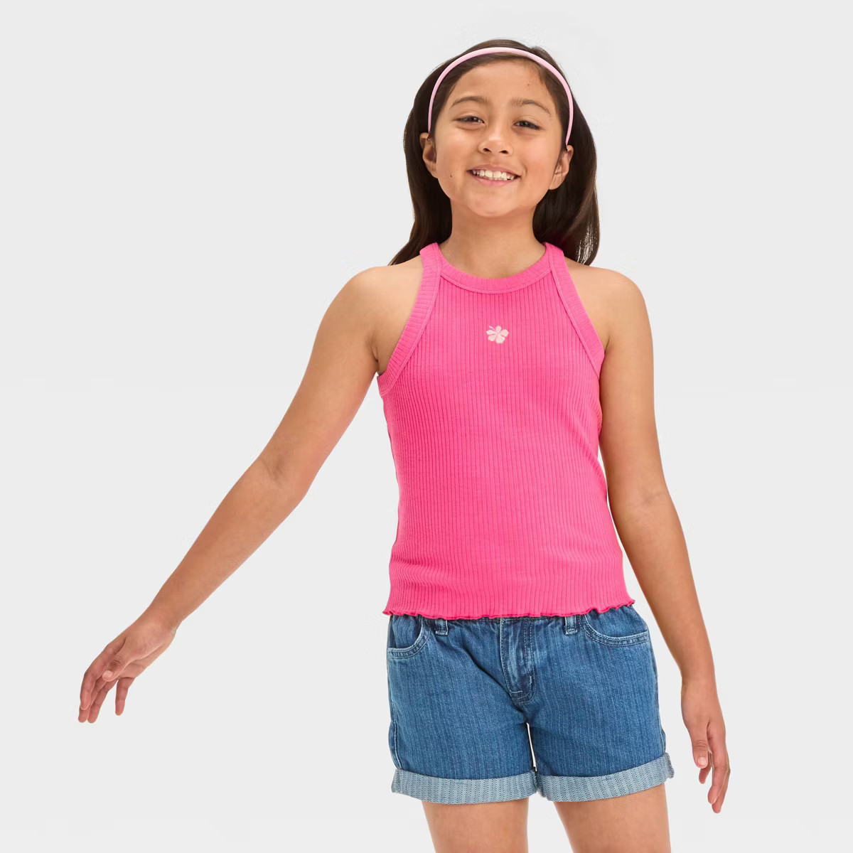 Girls' High Neck Ribbed Tank Top - Cat & Jack™ | Target