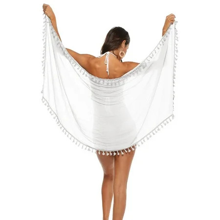 White Sarong Wrap Scarf Beach Cover-Up | Walmart (US)