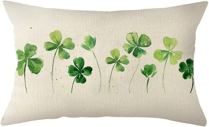 Ogiselestyle St Patrick's Day Lucky Clover Throw Pillow Cover, 12 x 20 Inch Shamrock Cushion Case... | Amazon (US)