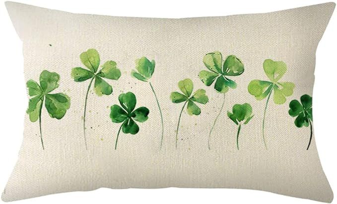 Ogiselestyle St Patrick's Day Lucky Clover Throw Pillow Cover, 12 x 20 Inch Shamrock Cushion Case... | Amazon (US)