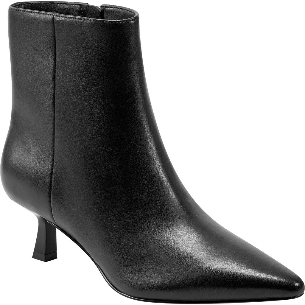 Marc Fisher LTD Kolton Kitten Heel Bootie in Black Leather at Nordstrom Rack, Size 9.5 | Nordstrom Rack
