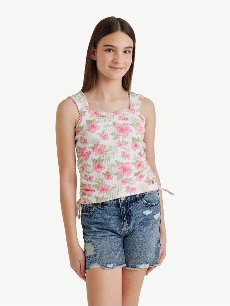 Justice Girls Cinched Floral Tank, Sizes XS - XLP | Walmart (US)