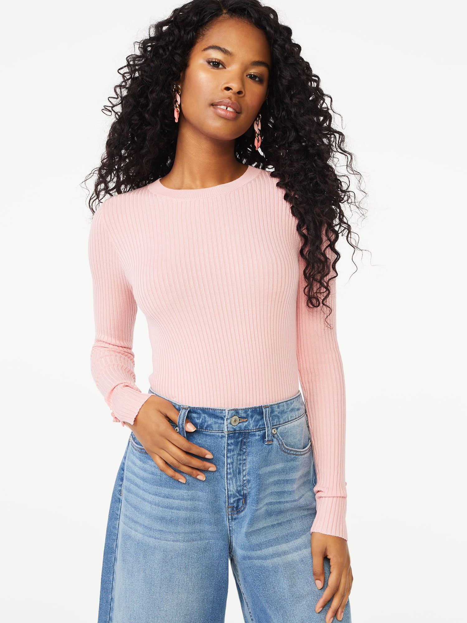 Scoop Women's Long Sleeve Bodysuit Sweater - Walmart.com | Walmart (US)