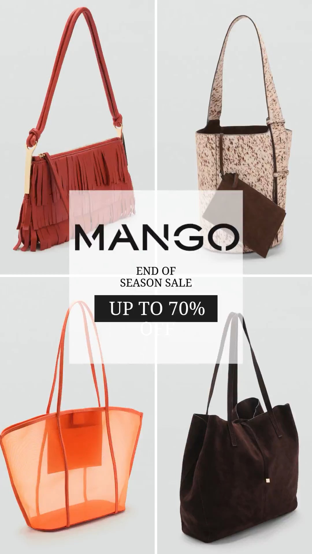 Mango end of season sale up to 70% off 

#LTKBags

#LTKSaleAlert #LTKSeasonal #LTKTravel