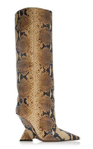 Cheope Python-Effect Leather Knee Boots | Moda Operandi (Global)