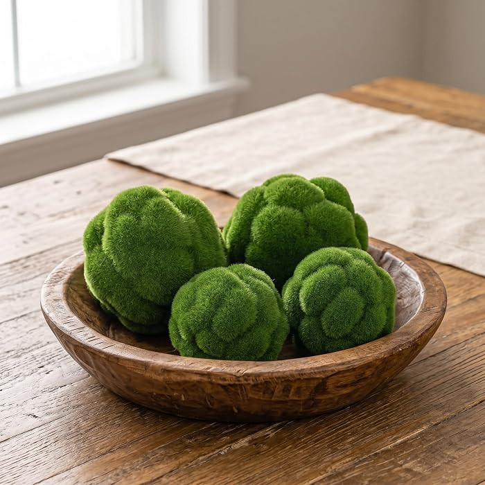 Cabilock 4 Pcs Fake Green Moss Balls, Flocked Bowl Filler Decor Spheres | Amazon (US)