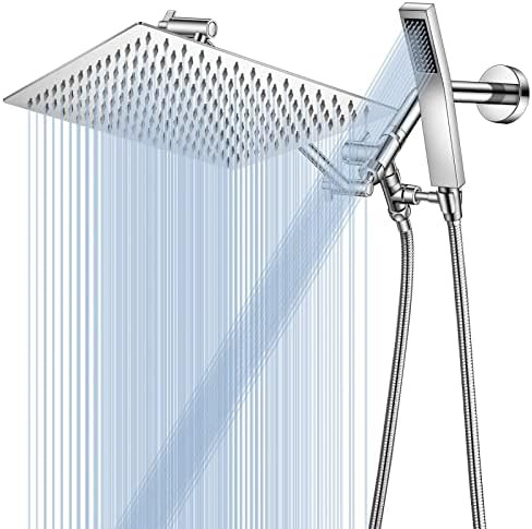 Shower Head, 12'' Head Combo, NERDON Dual Square Rainfall with Handheld 15'' Brass Adjustable Ext... | Amazon (US)