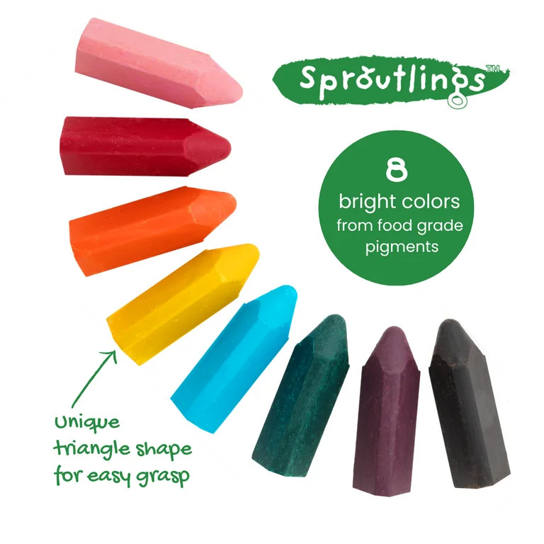 Sproutlings First Grasp Crayons, Natural Soy & Beeswax, 8-Count, Perfect for Kids Ages 4+ | Walmart (US)