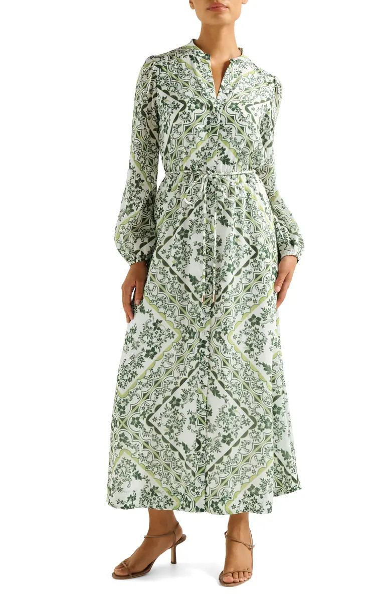 Penelope Printed Long Sleeve Maxi Shirtdress | Nordstrom