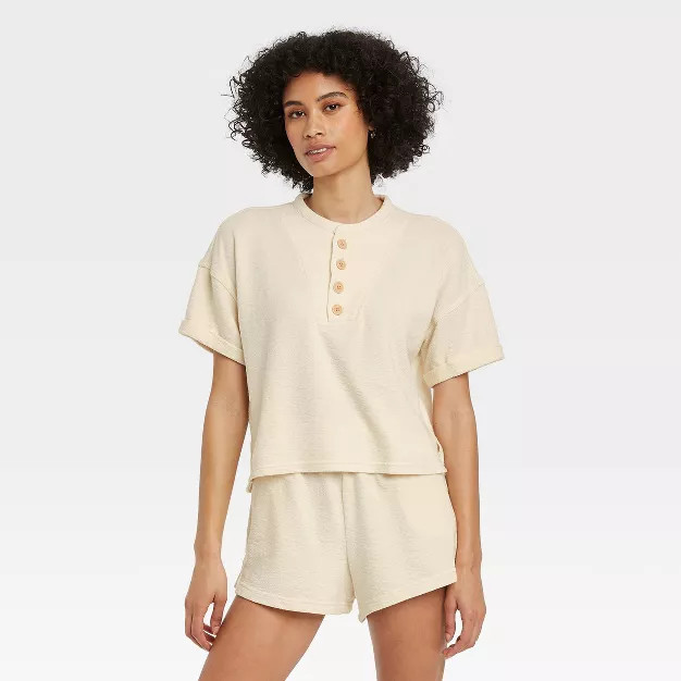 Women's Short Sleeve French Terry Henley Shirt - Universal Thread™ | Target