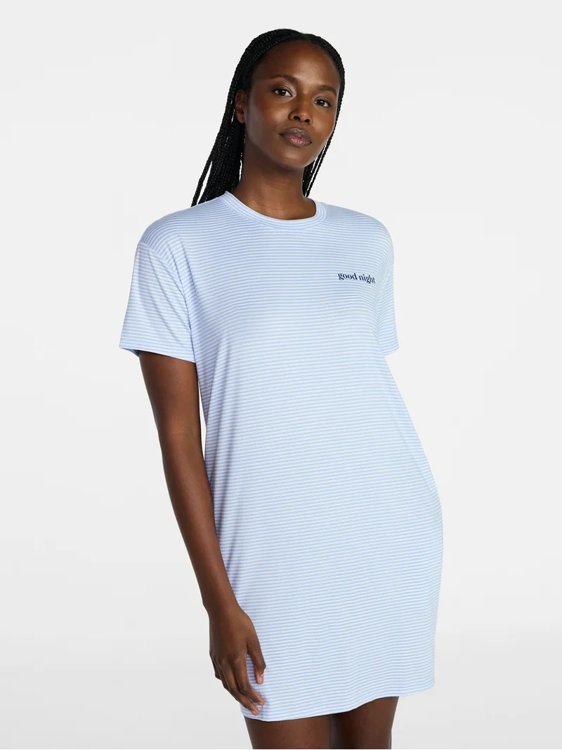 Joyspun Women's Dreamy Soft Collection Short Sleeve Sleepshirt, Sizes S/M-2X/3X | Walmart (US)