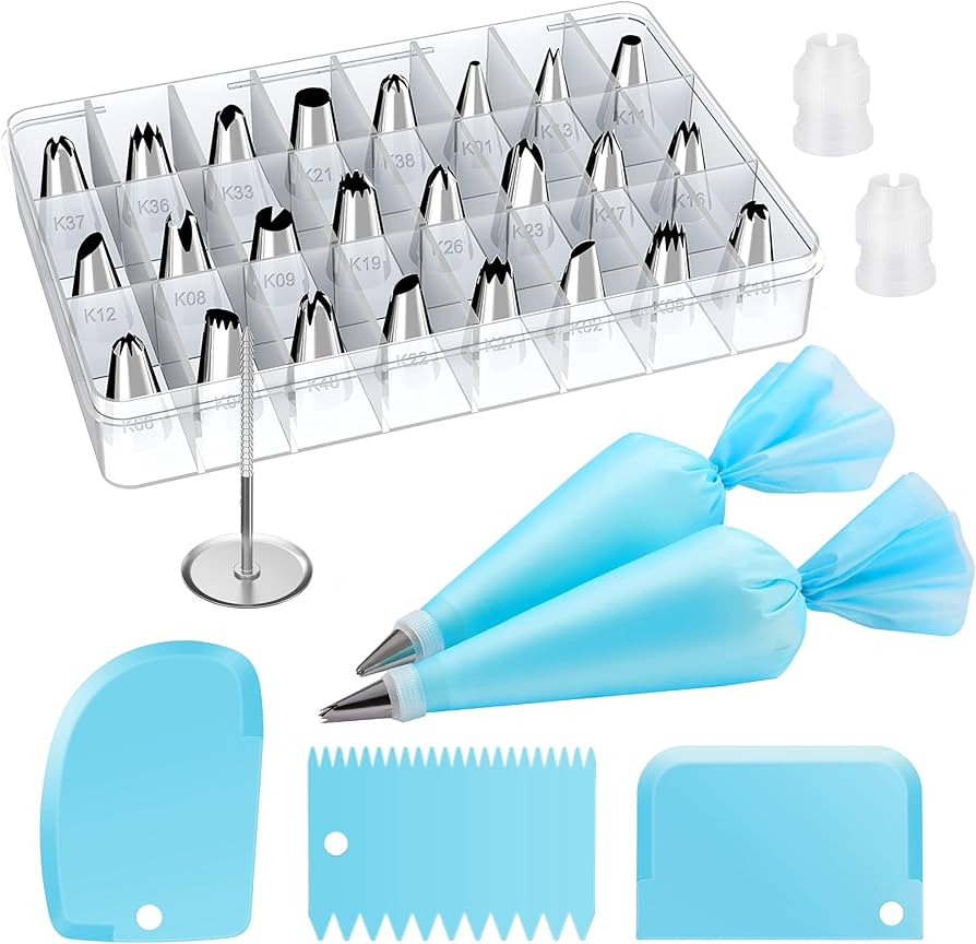 Kootek 32-Piece Piping Bags and Tips Set with 24 Icing Piping Tips, 2 Reusable Pastry Bags 12 Inc... | Amazon (US)