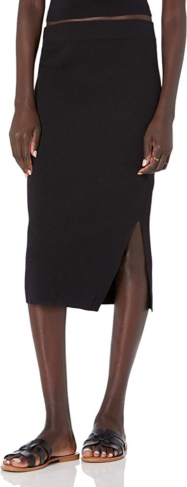 Amazon.com: The Drop Women's Vera Slim Side Slit Midi Sweater Skirt, Black, XXS: Clothing | Amazon (US)