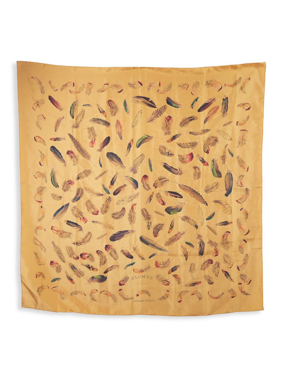 HERMÈS Women's Plumes Silk Scarf - Beige | Saks Fifth Avenue OFF 5TH