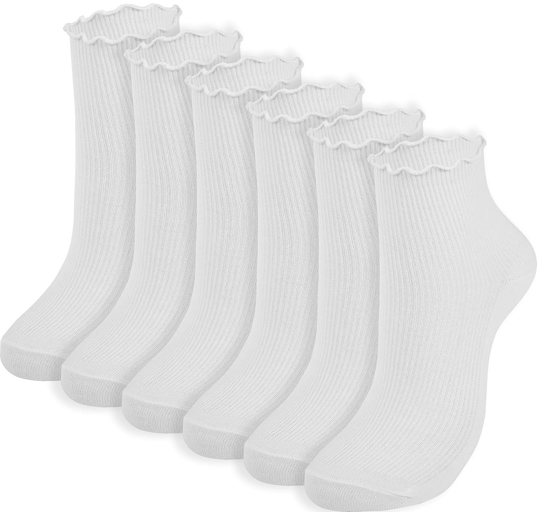 BomKinta Ankle Ruffle Socks Women - Cute Crew Frilly Sock - Low Cut Cotton Socks | Amazon (US)