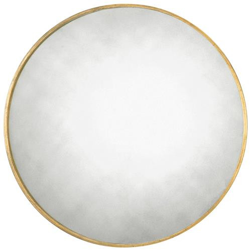 Remi Hollywood Regency Antique Gold Narrow Ring Round Wall Mirror - 43D | Kathy Kuo Home