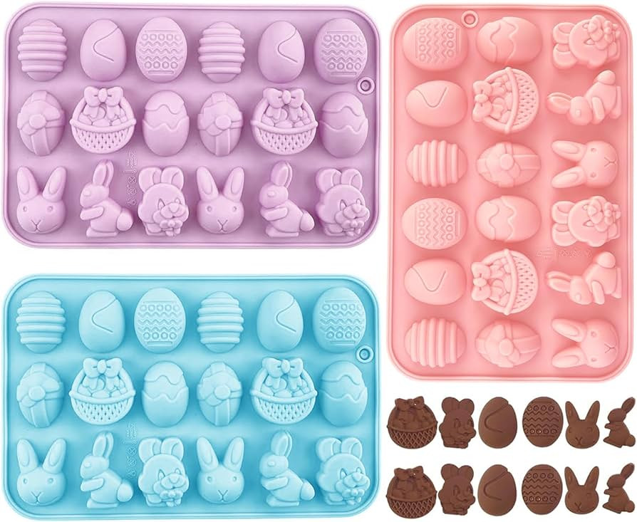 Easter Chocolate Molds 3 Packs Silicone Easter Egg Molds, Food-grade Non-sticky Baking Silicone M... | Amazon (US)