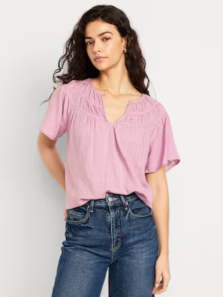 Flutter-Sleeve Dobby Top | Old Navy (US)