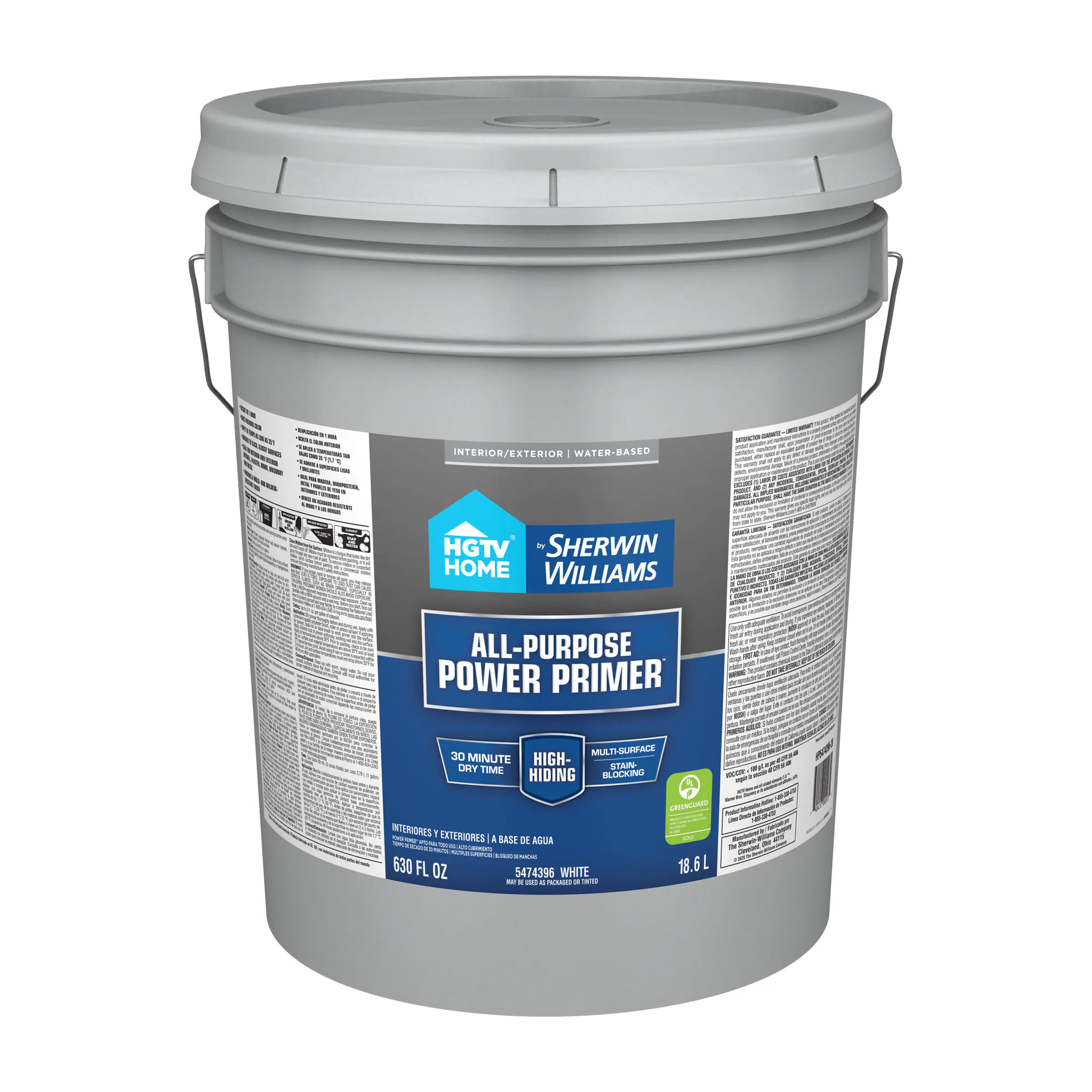 HGTV HOME by Sherwin-Williams All-Purpose Power Interior/Exterior High hiding Water-based Wall and Ceiling Primer ( 5-gallon ) | HP5474396-20 | Lowe's