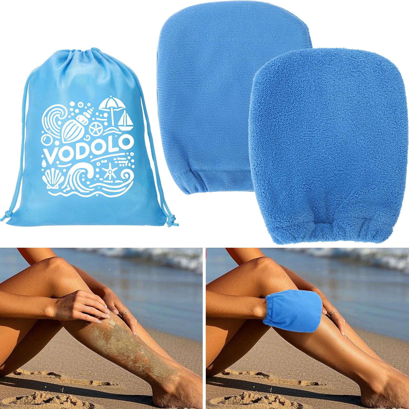 Vodolo 2 in 1 Sand Remover for Beach,2Pcs Sand Wipe Off Mitts for Beach,Beach Vacation Essentials... | Amazon (US)