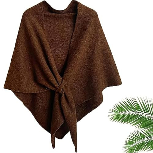 Pashmina Shawl Wraps Women Knitted Shawls and Wraps, 2025 Cardigan Cape Wool Cashmere Shoulder Top Sweater Shawl Scarf (Brown) | Amazon (US)