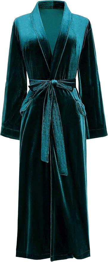 PRODESIGN Women's Long Velvet Robe Soft Warm Bathrobe with Shawl Collar Loose Sleepwear Nightgown | Amazon (US)