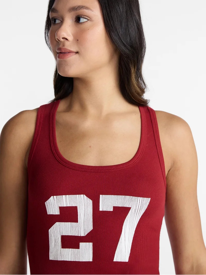 No Boundaries Ribbed Graphic Game-Day Tank Top, Women's and Women's Plus Sizes XXS-4X | Walmart (US)