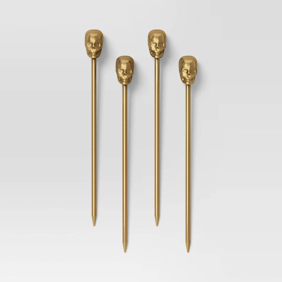 4pc Halloween Skull Cocktail Stirrers Gold - Threshold™ | Target