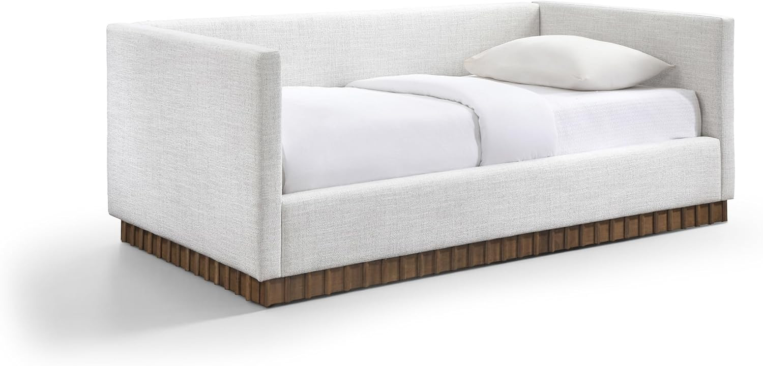 Meridian Furniture TevaCream-T Teva Collection Modern | Contemporary Twin Daybed with Soft Interwoven Fabric, Finished Wood Base, 45.75" W x 83.25" D x 33.75" H, Cream | Amazon (US)