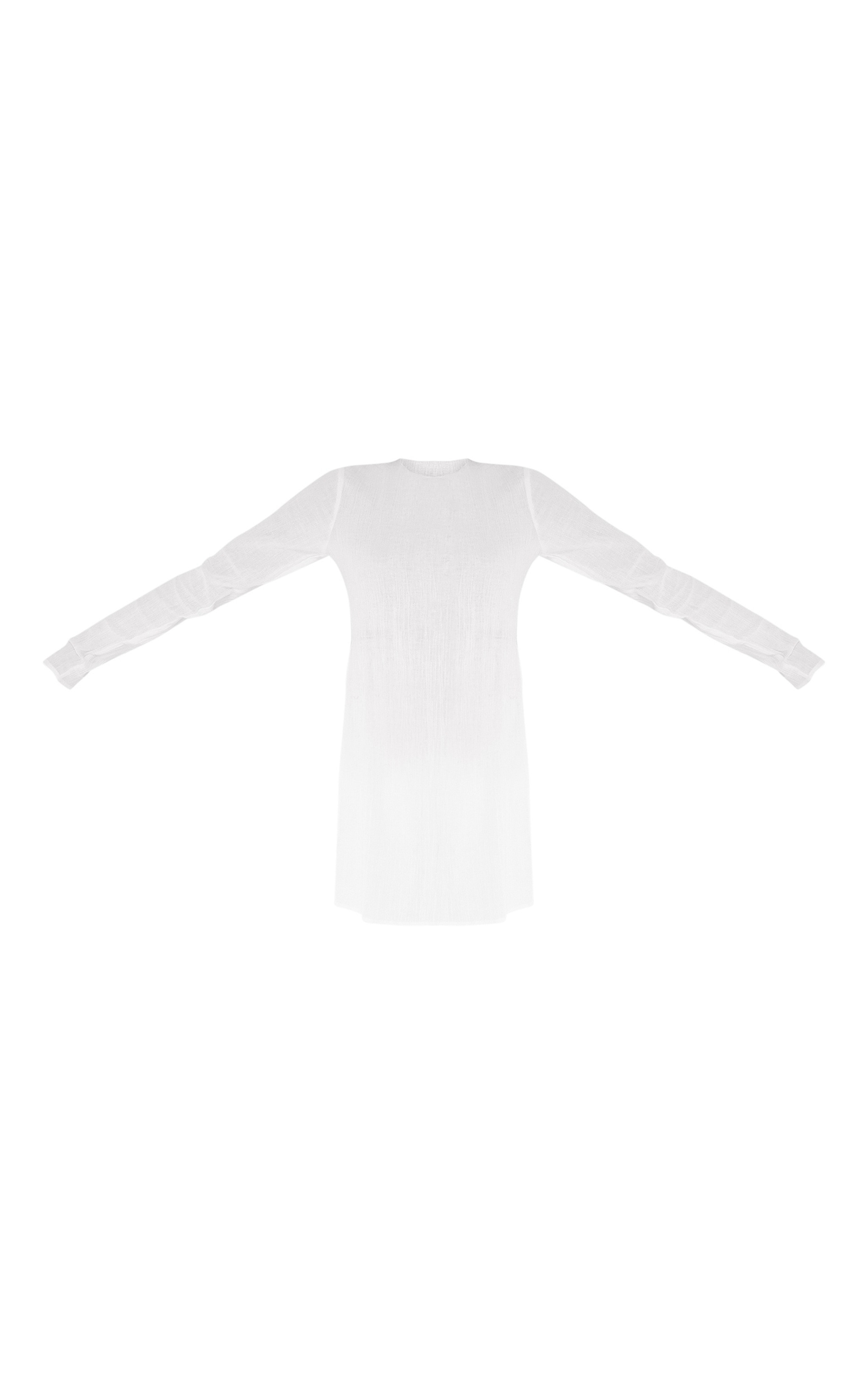 Cream Cheesecloth Textured Split Sleeve Long Top | PrettyLittleThing US