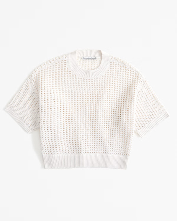 Women's Short-Sleeve Crochet-Style Tee | Women's Tops | Abercrombie.com | Abercrombie & Fitch (US)